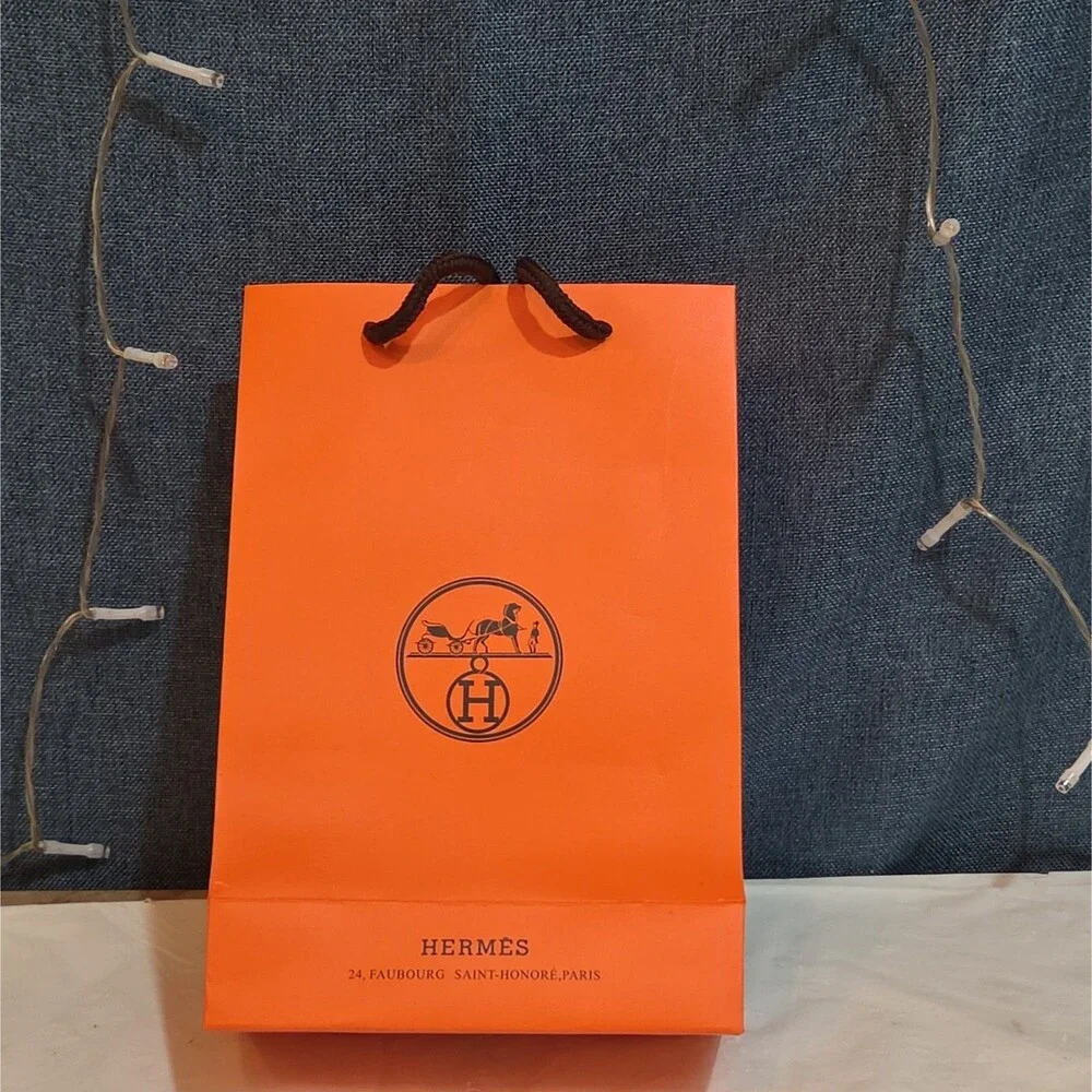 Hermes Small Orange Shopping Bag Authentic Paper Gift Tote Luxury Decor
